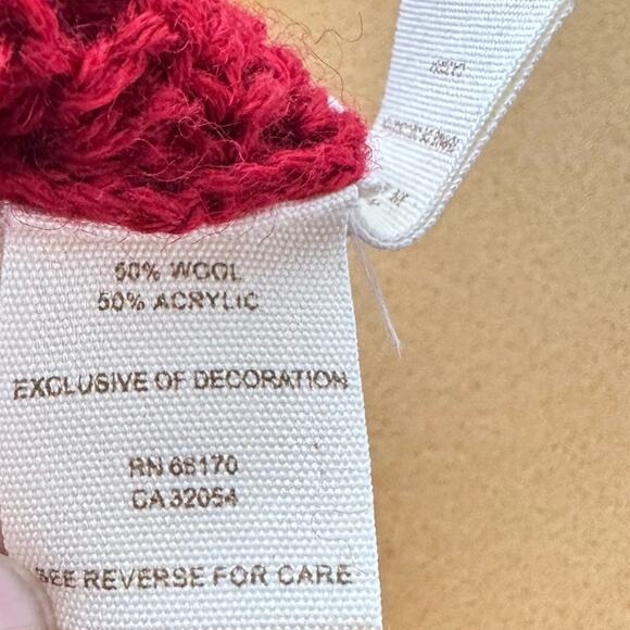 Free People Crochet Quilted Floral Sweater Red Boho Artsy Size Medium - Picture 7 of 8